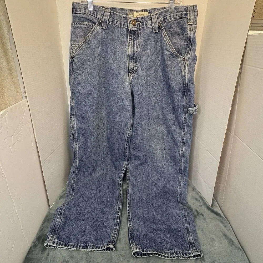 Vintage Y2K Lee Dungarees Carpenter Jeans Mens 36x30 Blue Relaxed Baggy Skater